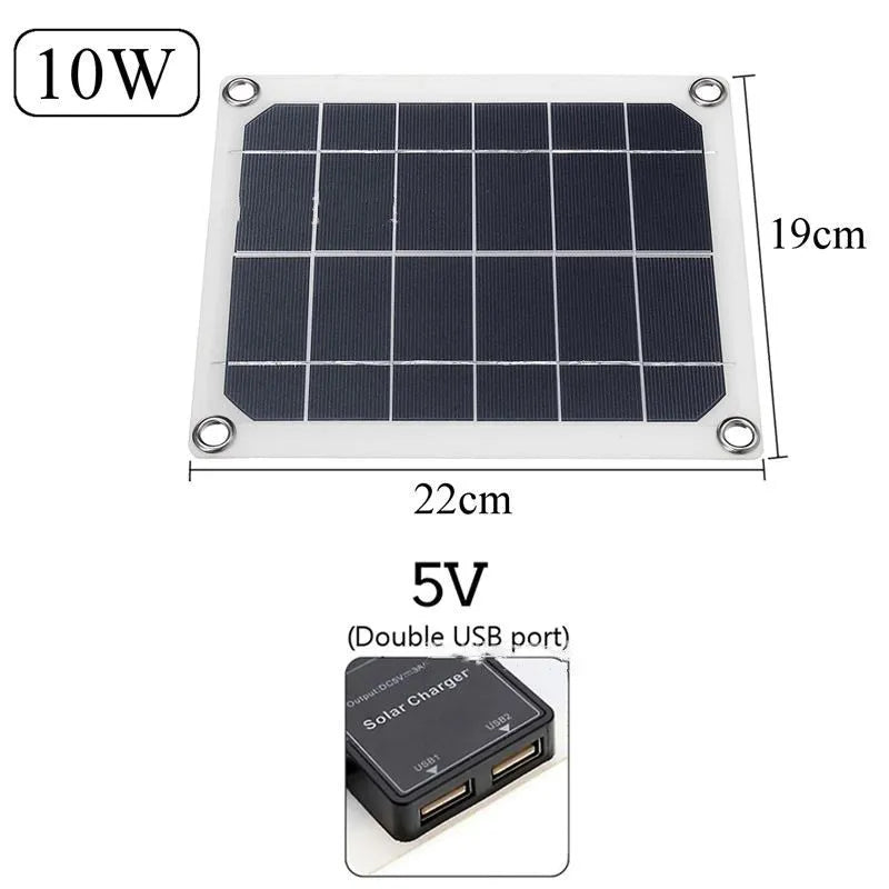 10W polysilicon solar panel with dual USB ports for outdoor device charging