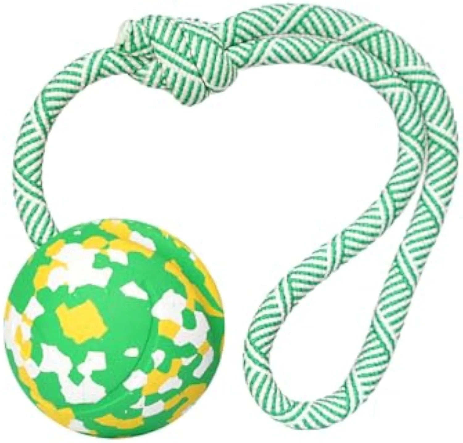 Dog ball on rope toy with 6cm rubber ball and 27cm nylon rope for interactive play