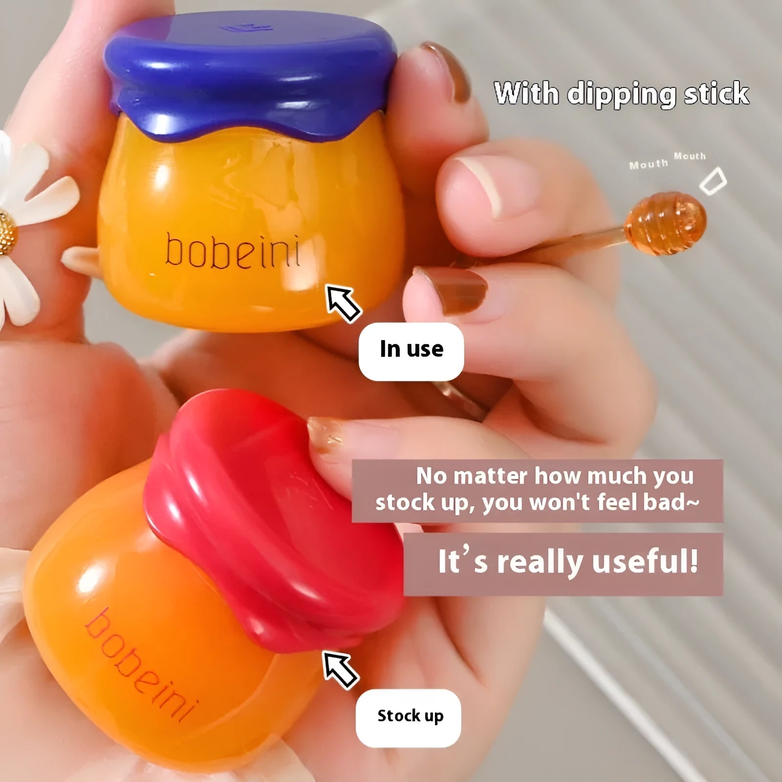Vaseline lip balm honey pot treatment with brush in pomegranate or blueberry flavour