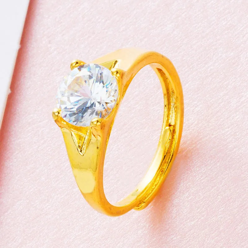 Women's adjustable Vietnam placer gold zircon ring in six colour variations on finger