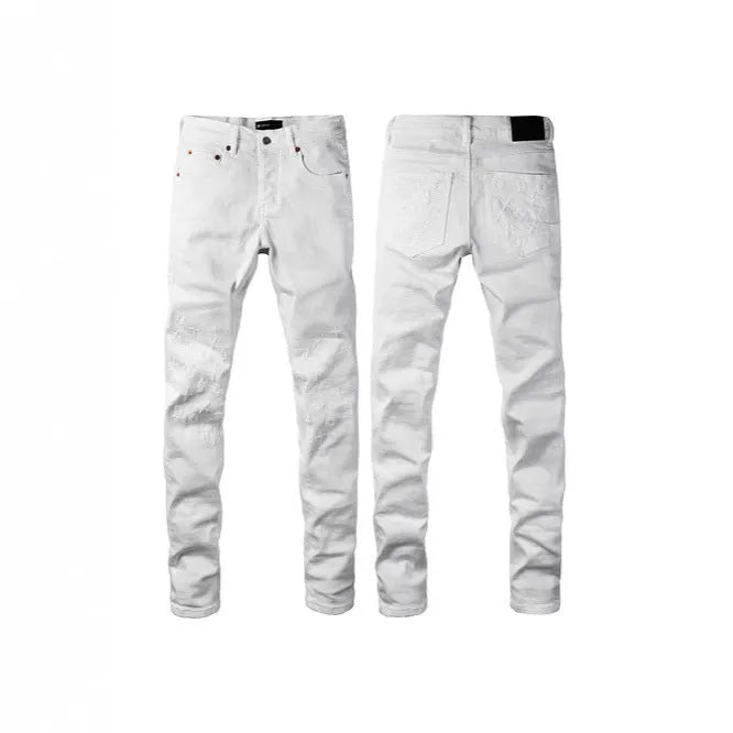 Black men's slim fit skinny jeans with straight leg pencil pants cut and button fly