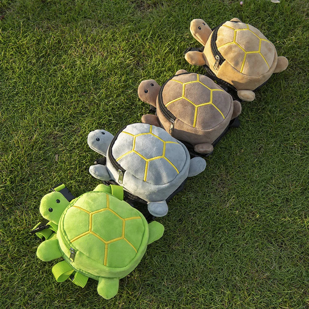 Cartoon turtle shape dog backpack with harness vest, 20x18cm, velvet material, metal zipper