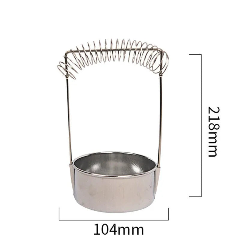 Silver stainless steel oil painting pen washer with brush clip and leakproof plug.