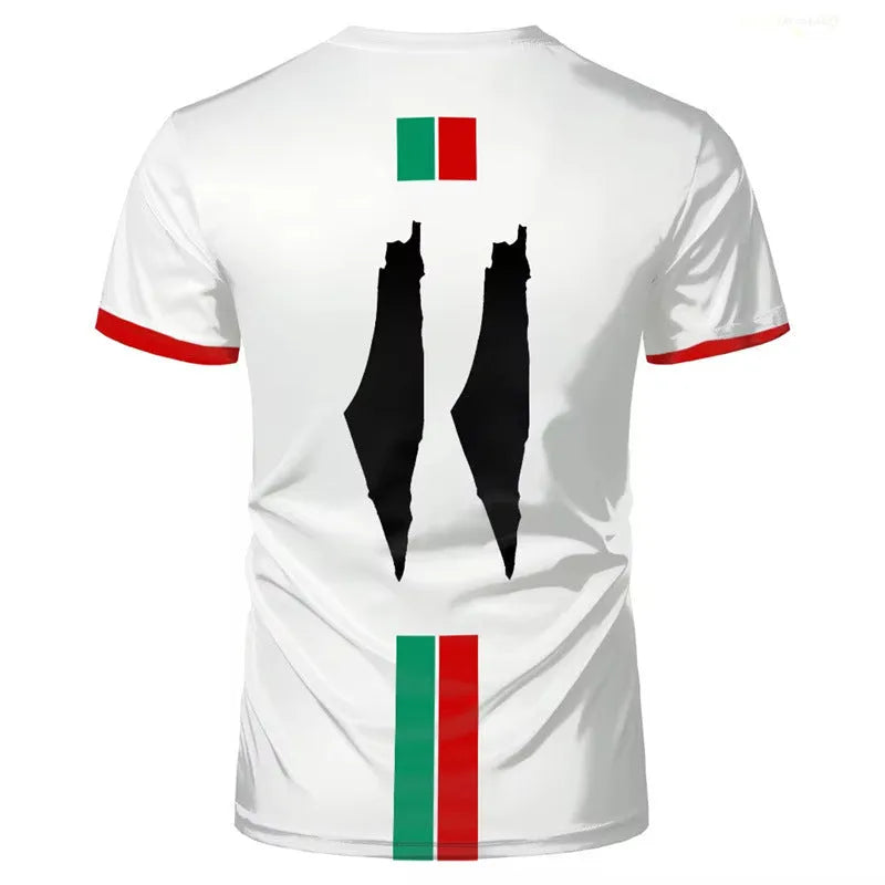 3D printed football T-shirt with stereoscopic pattern in black, half-sleeve design