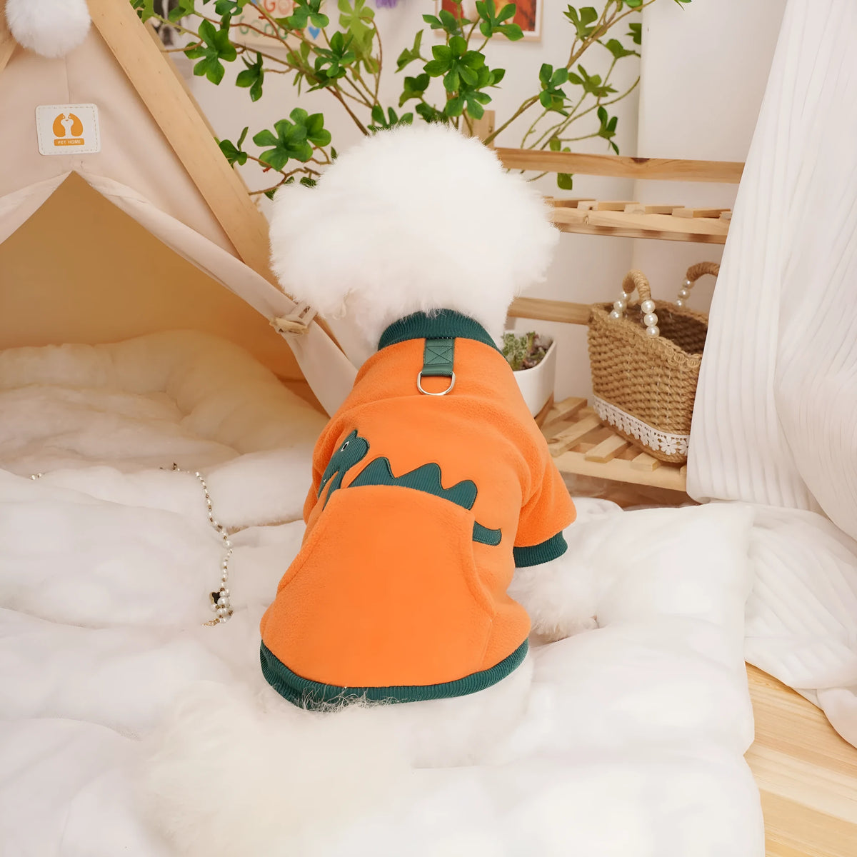 Thickening polar fleece pet jumper for cats and small dogs in light purple, dark green, or orange red, sizes S-XXL