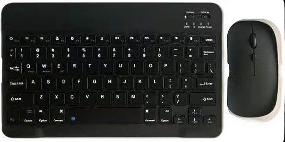 10-inch Bluetooth keyboard and mouse set in black colour with USB linker and battery