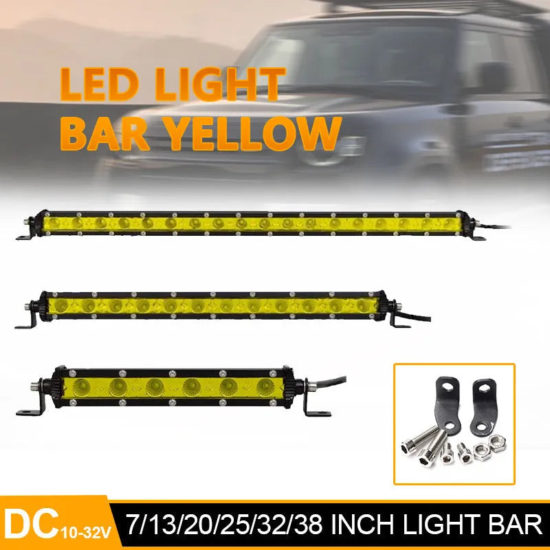 25-inch single row aluminium LED light bar with mounting brackets for car or truck