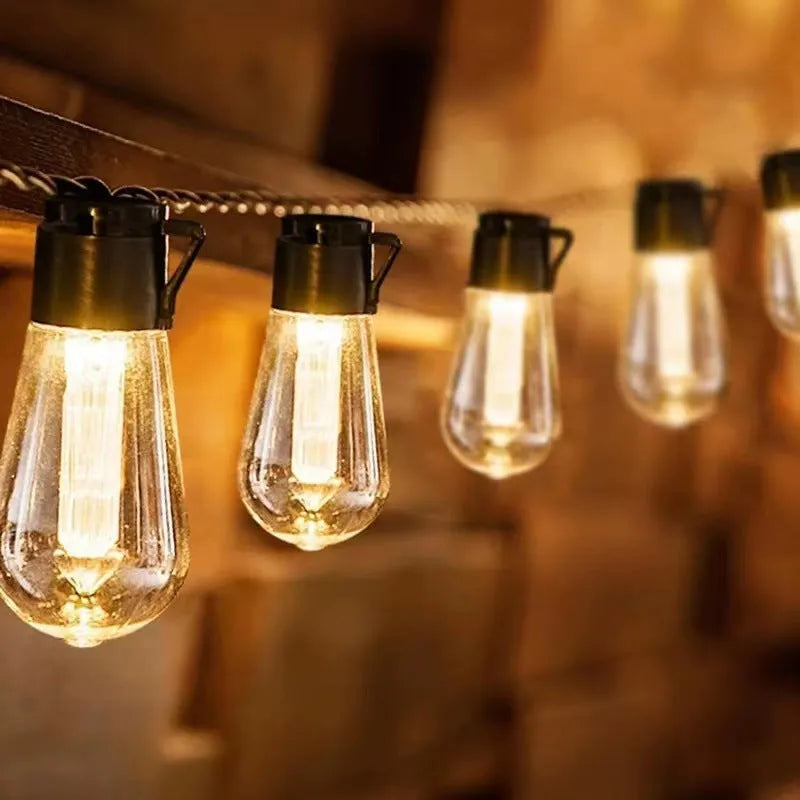Solar retro long bulb infusion bottle shape waterproof outdoor string lights illuminating garden patio