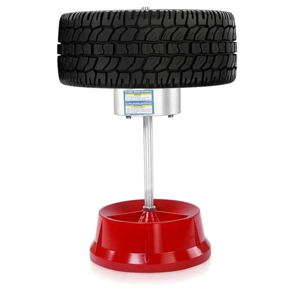 Portable hub balancer with bull's eye level for tyre balancing, aluminium head, and non-rust enamel base