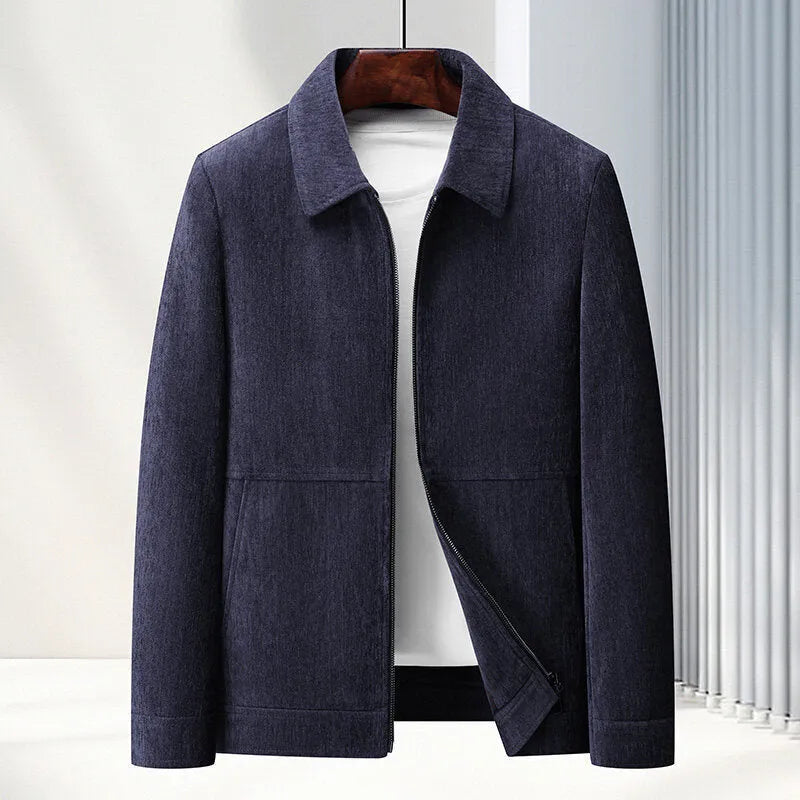 Men's slim-fit casual jacket in polyvinyl alcohol fibre, available in black, brown, caramel, dark blue, sizes M to 4XL
