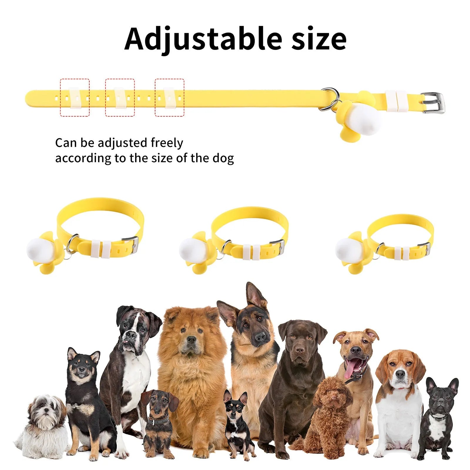 Yellow banana-shaped USB rechargeable dog collar light with luminous LED for night walking