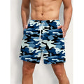 Men's elastic polyester beach shorts in printed streetwear design for travel and swim