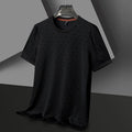 Men's round neck loose-fit jacquard short sleeve shirt in ice silk fabric