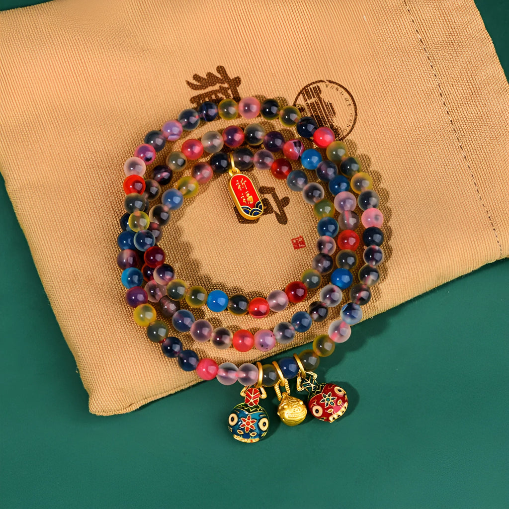 Handmade Dzogchen Agate bracelet with Sugar Heart Fragrant Gray glaze and Swallowing Gold Beast detail.