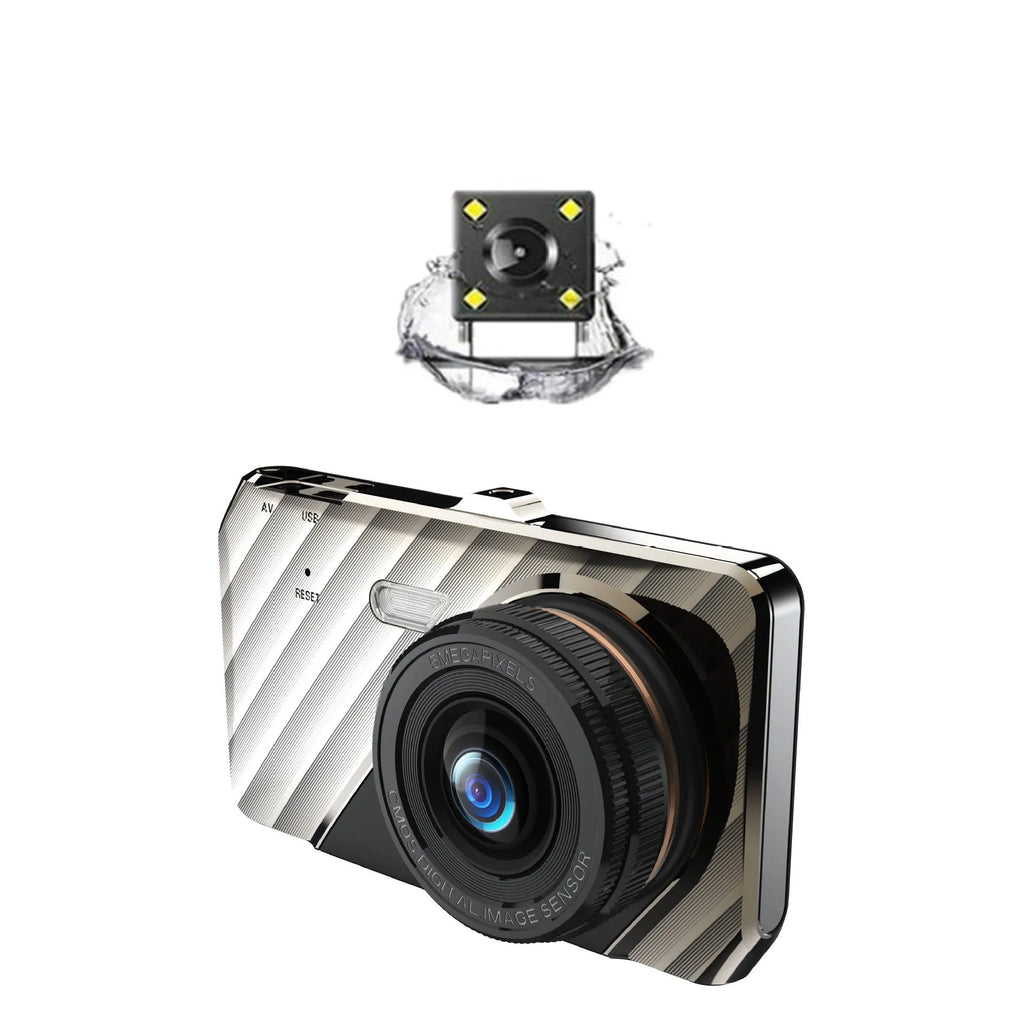 4-inch touch screen dual lens car dashboard camera for front and rear recording