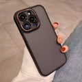 Frosted skin-feel lycra phone case for iPhone 15 series in black, dark purple, blue or green
