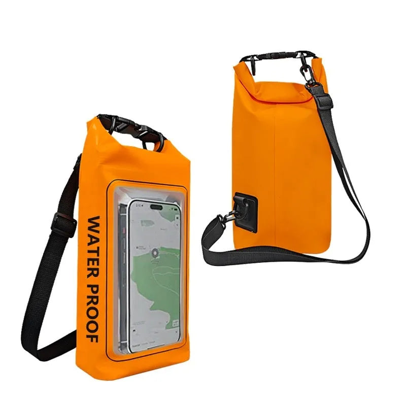2 litre waterproof crossbody bag in PVC mesh for mobile phones at the beach or pool.
