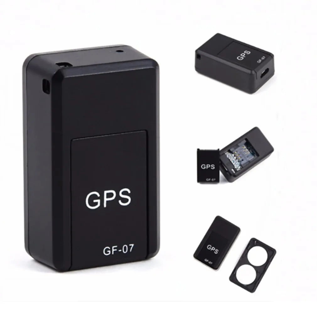 Black magnetic mini GPS tracker with dimensions 35x20x14mm for vehicle tracking and voice recording