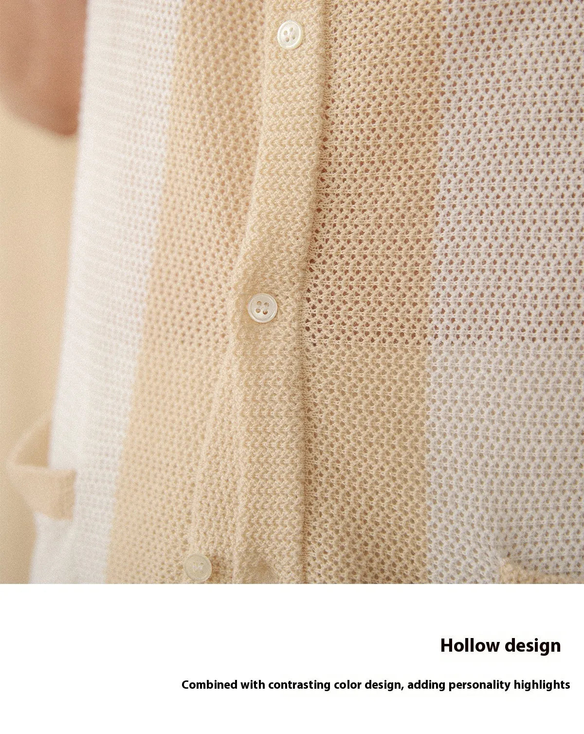 Short-sleeved lapel cardigan top in cotton linen blend available in beige and chocolate colours