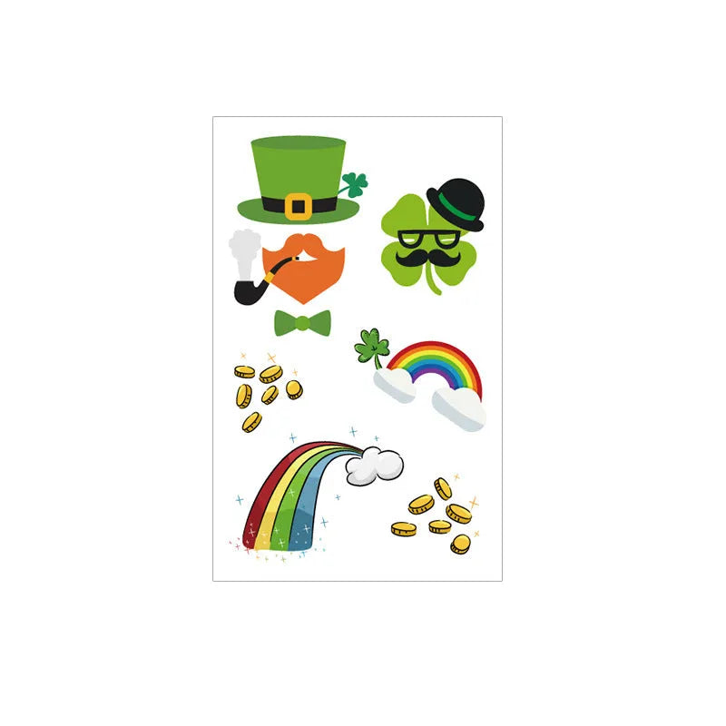 St. Patrick's Day clover temporary tattoo sticker paper measuring 120x75mm for children's face pasters
