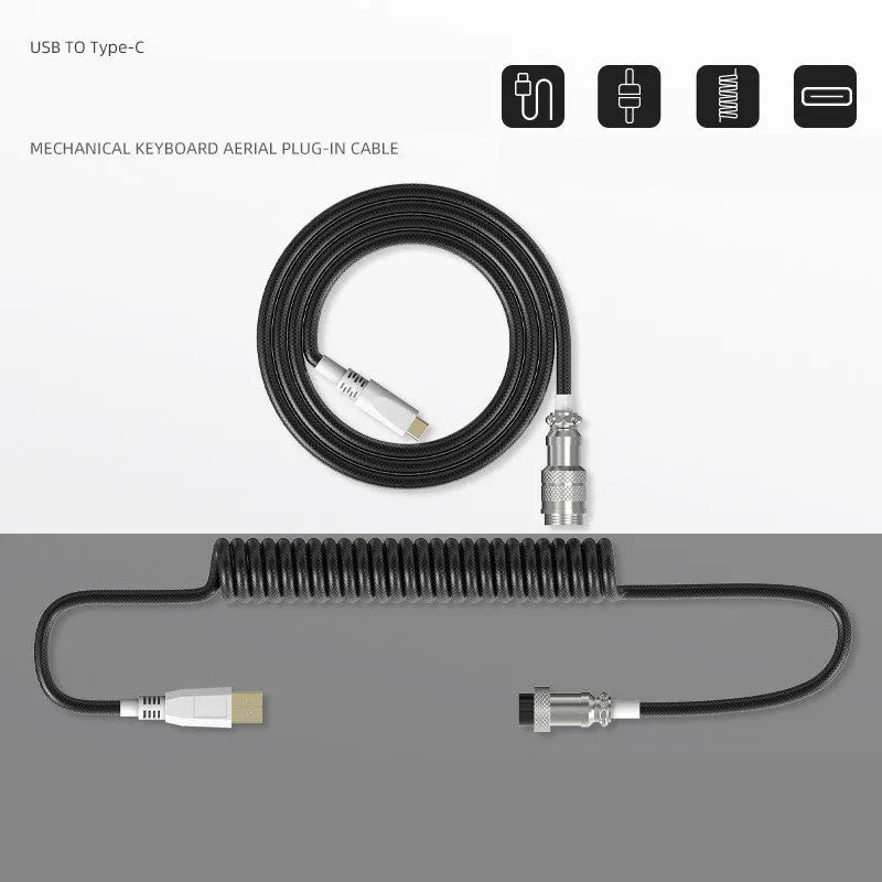 Type-C detachable mechanical keyboard cable in multiple colours with USB connector