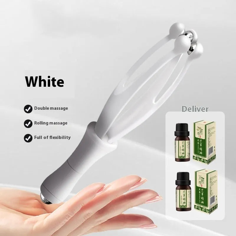 Blue and white finger massager with 5 steel balls for hand joint care