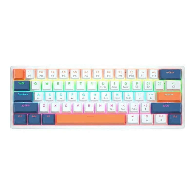 61-key compact mechanical keyboard with bluish-black design and hot-swap sockets