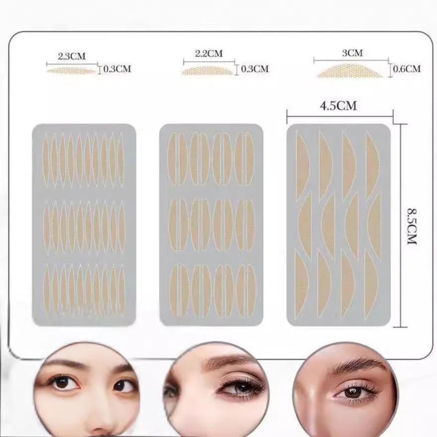 No glue eyelid sticker set in non-woven fabric with three colour classification options