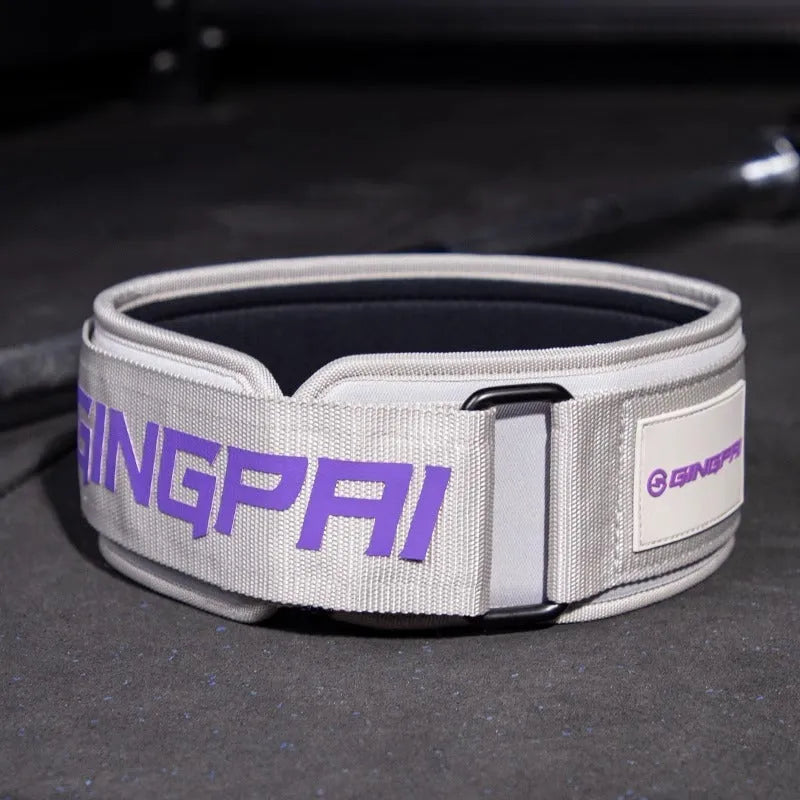 Adjustable abdominal exercising band with lumbar support for weightlifting and fitness training