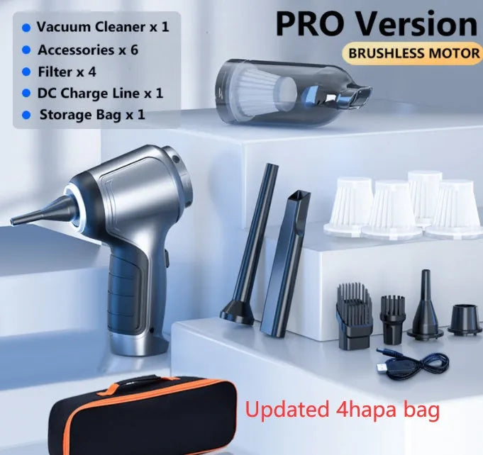 Brushless handheld vacuum cleaner with 12000Pa suction for car and home cleaning applications