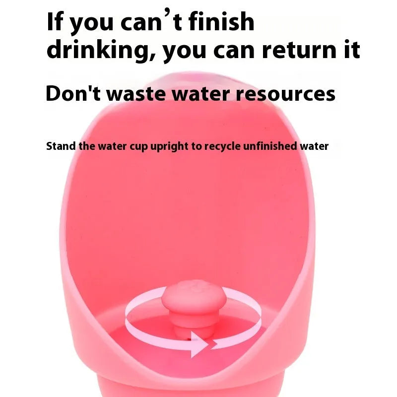 Collapsible silicone pet water cup showing folded and expanded states with 550ml capacity measurement