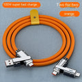 Fast charge mobile phone cable with zinc alloy connectors in orange colour, length 1 metre.