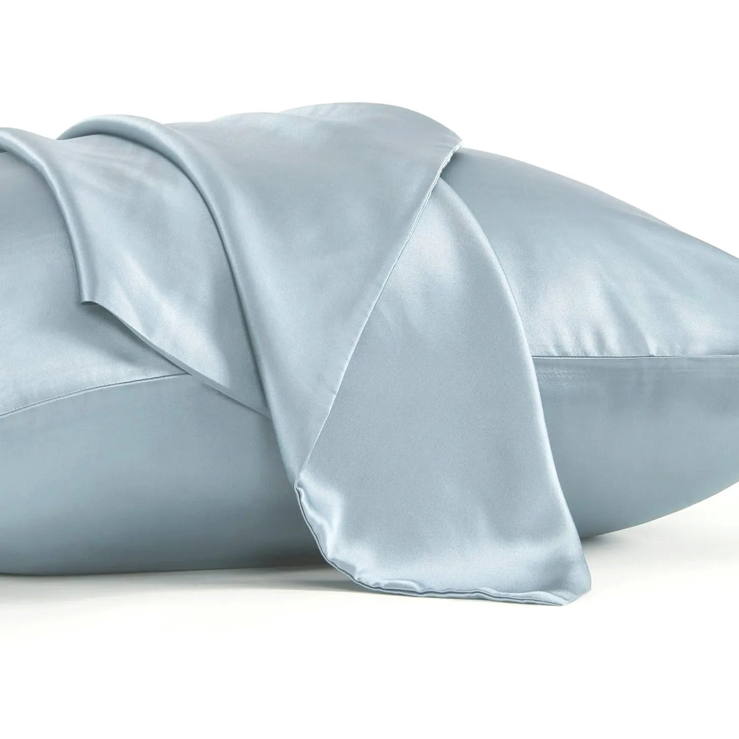 Dark grey mulberry silk pillowcase with envelope closure showing smooth texture and modern simplicity design