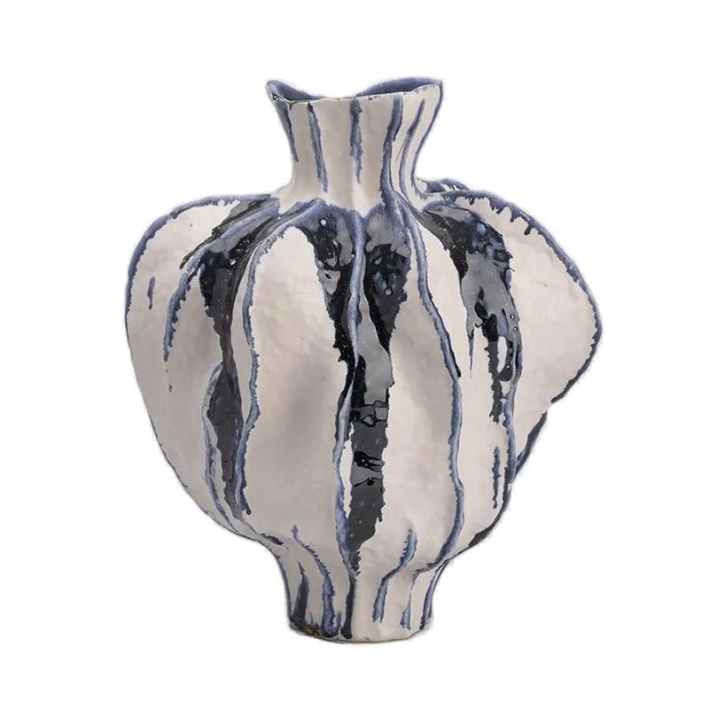 Handmade celadon ceramic vase with glass finish in modern simplicity style
