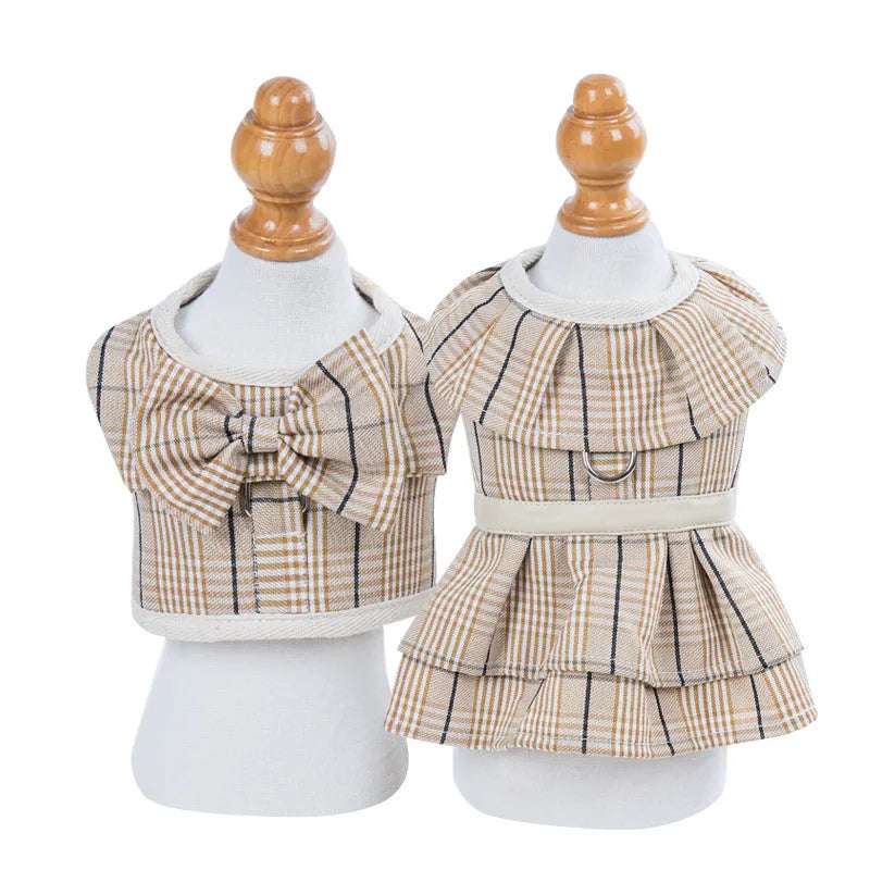 Polyester pet harness vest with integrated hand-holding rope in milky white or purple colour options