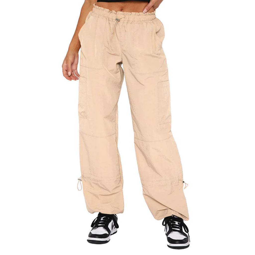 Multi-bag straight-leg cargo casual trousers in a loose fit, shown in one of six available colours.