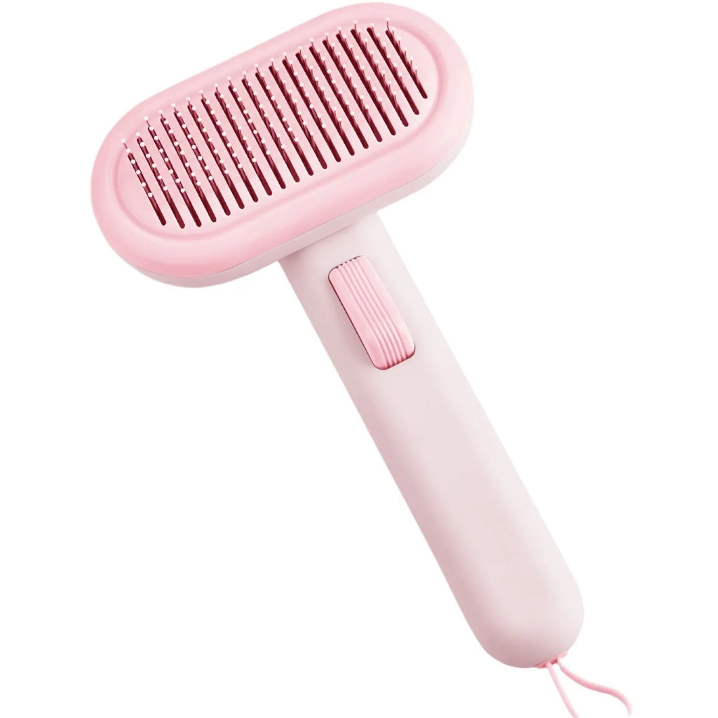 Light green pet grooming comb with stainless steel blades for cat and dog hair removal