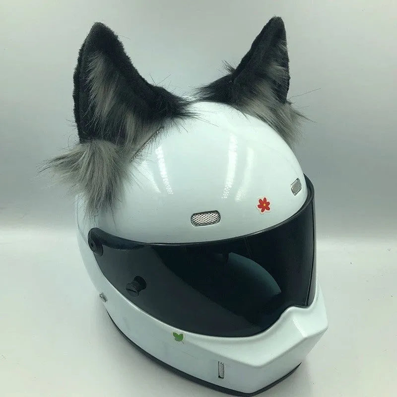 ABS helmet ornaments with animal ears and tails for motorcycle helmets in various colour options