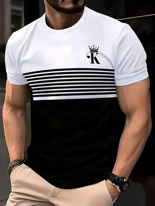 Men's loose-fitting casual T-shirt in polyester with short sleeves, shown in multiple colours
