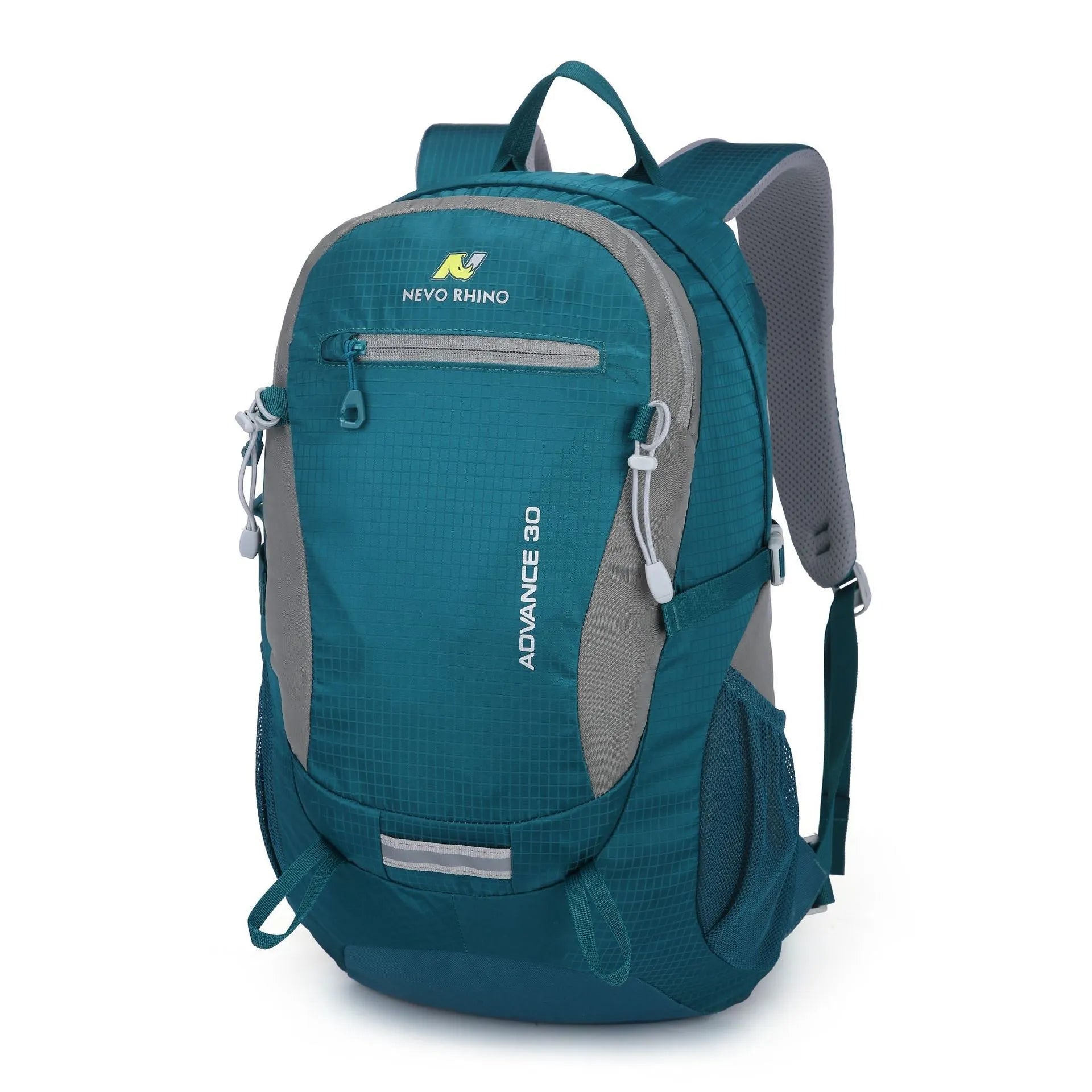 30 litre waterproof nylon backpack for outdoor sports in dark green colour with airpillow straps