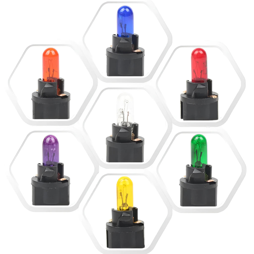 T5 12 volt 1.2 watt car dashboard indicator light bulb in six colours