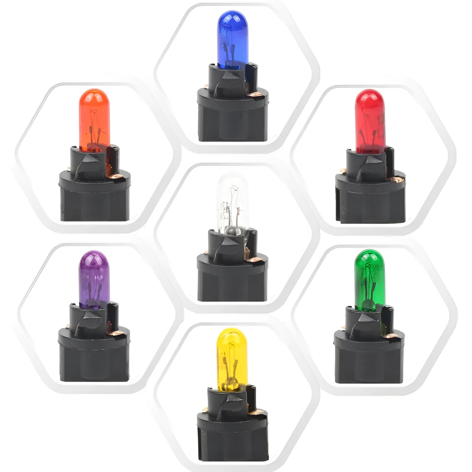 T5 12 volt 1.2 watt car dashboard indicator light bulb in six colours