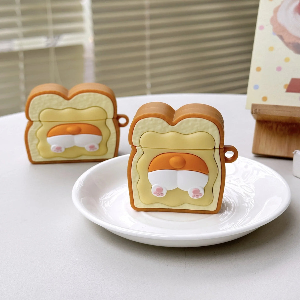 Cartoon toast small corgi silicone earphone case for Apple AirPods Pro Pro2 3 and 1 or 2