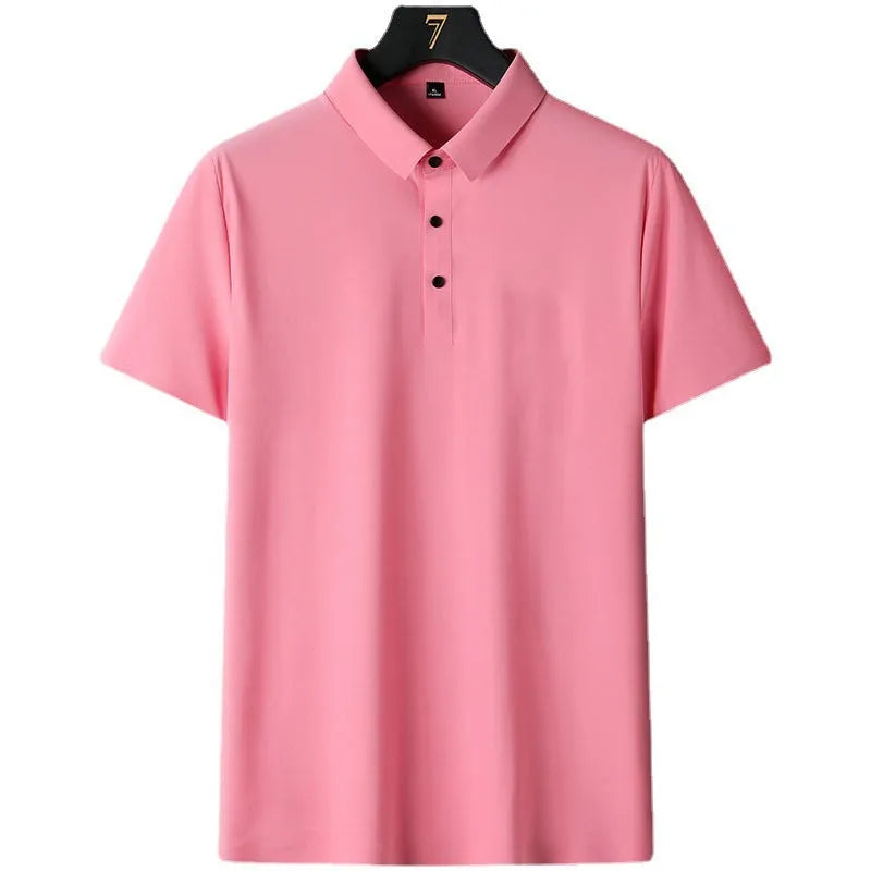 Men's short-sleeve non-ironing shirt in solid colour, sizes M to 8XL, made from nylon fabric