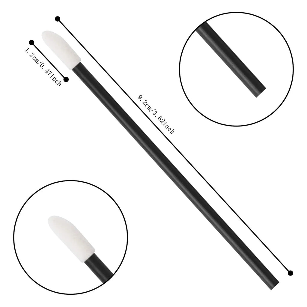 Pack of multi-coloured disposable lip brush applicators with flocked tips on a white background