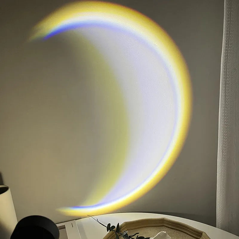 Scandinavian moon lamp with USB cable showing 360° rotation adjustment