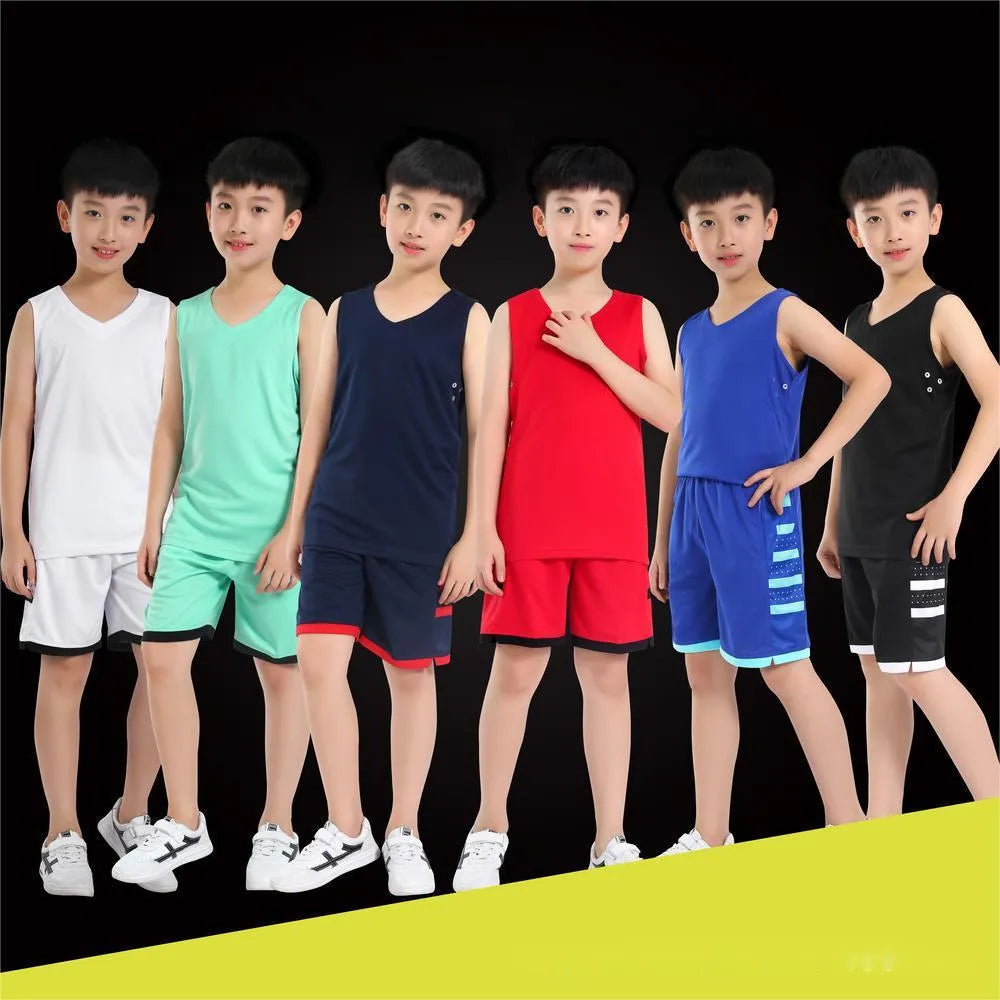 Unisex white and black polyester sports vest and pants set for basketball and training.