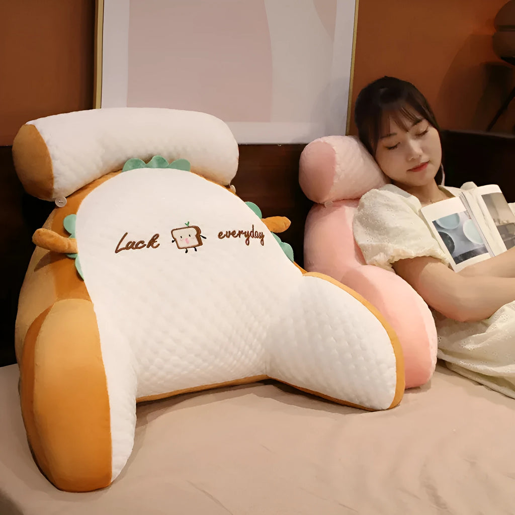 Triangle reading cushion with ergonomic backrest and cool ice bean fabric cover