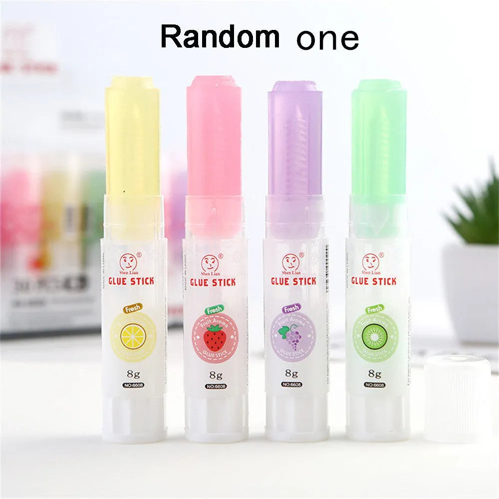 Jelly solid glue stick with fruit fragrance measuring 8.5cm long for craft and school projects