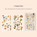Huazhisen Series forest label sticker pack showing transfer paper and cotton linen sheets in dusk time colour
